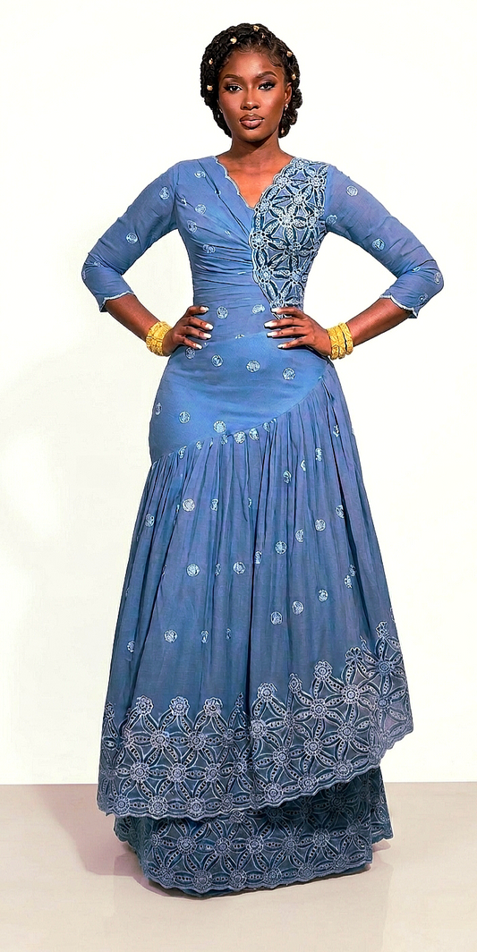 Robe voile brodé